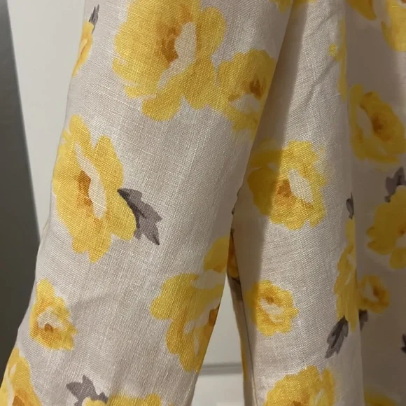 Charter Club Luxury 100% Linen size Large yellow and tan button down casual - Picture 7 of 11